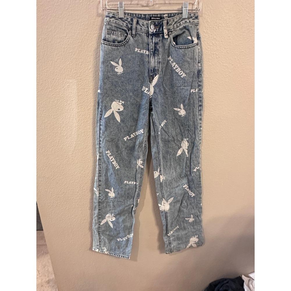 Playboy by Pacsun Jeans All Over Print Denim High Waisted Mom Jeans Size 25